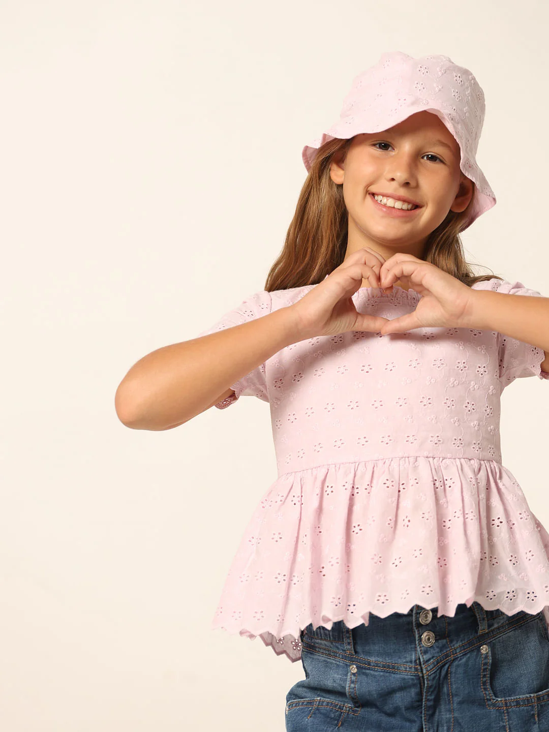 Pink Schiffli Flared Top