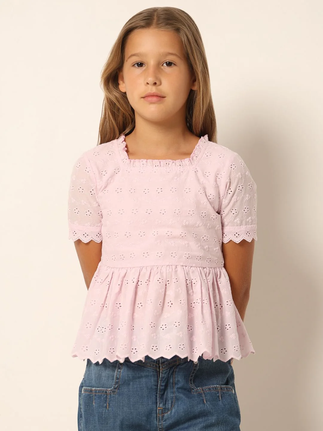 Pink Schiffli Flared Top - Image 3