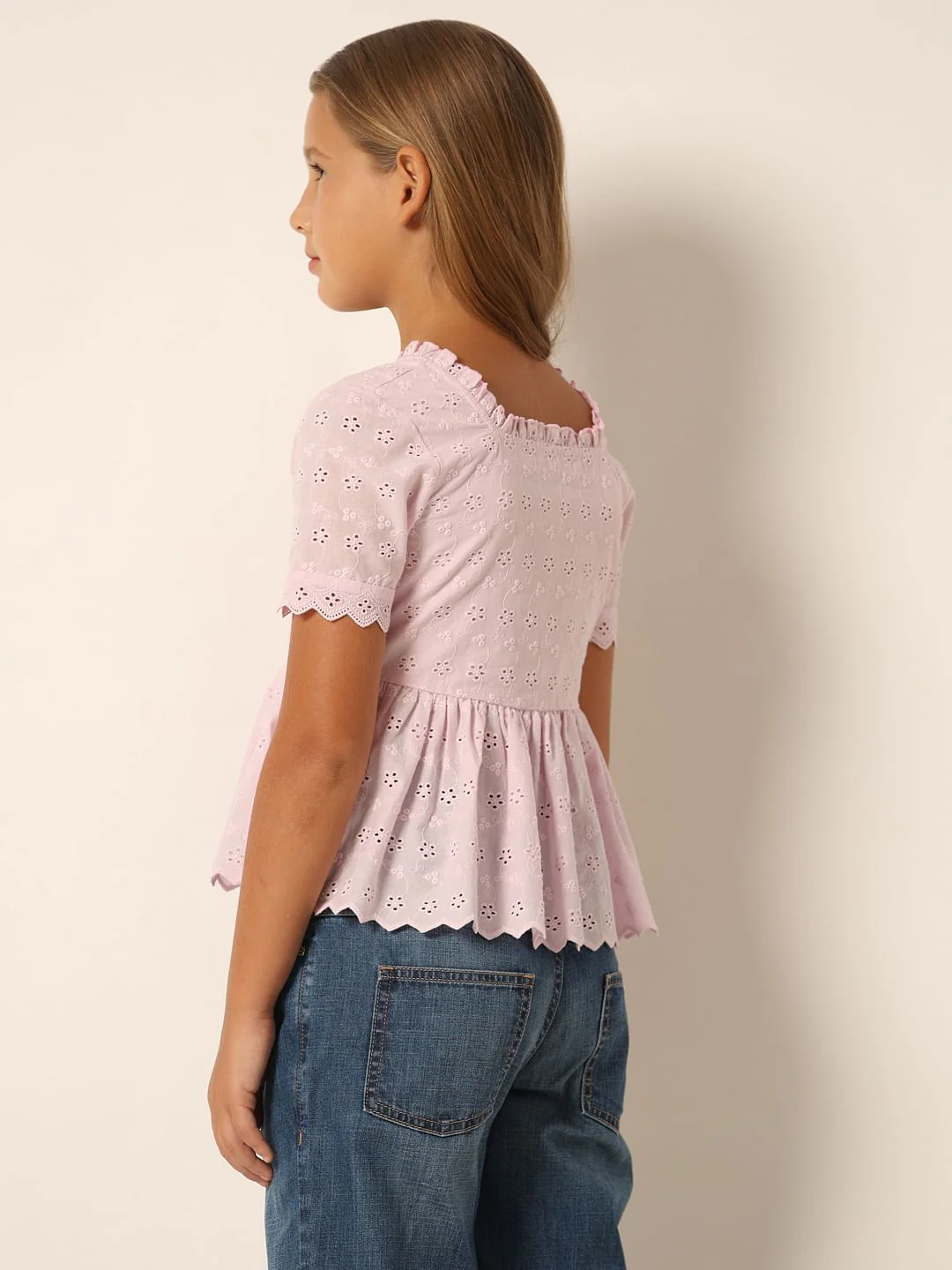 Pink Schiffli Flared Top - Image 4