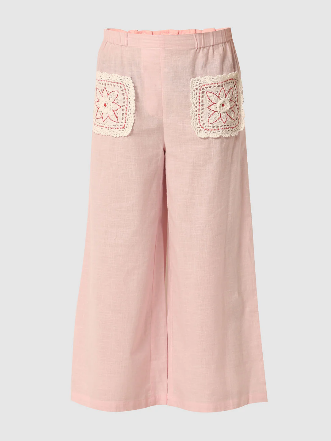 Pink Crochet Pocket Wide Leg Pants - Image 5