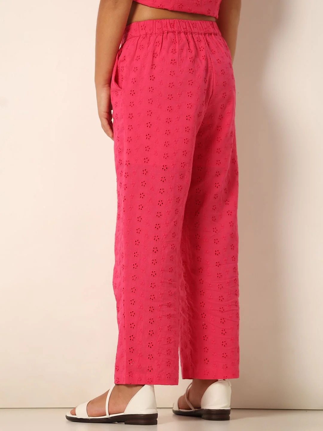 Pink Schiffli Wide Leg Pants - Image 3