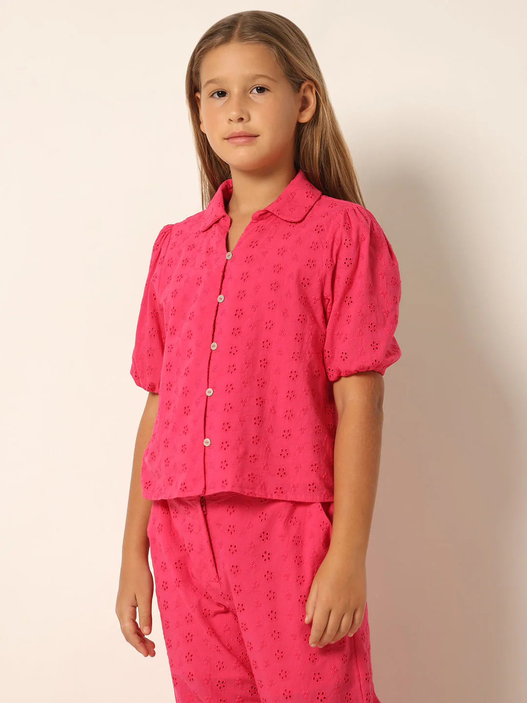 Pink Schiffli Co-Ord Set Shirt - Image 2