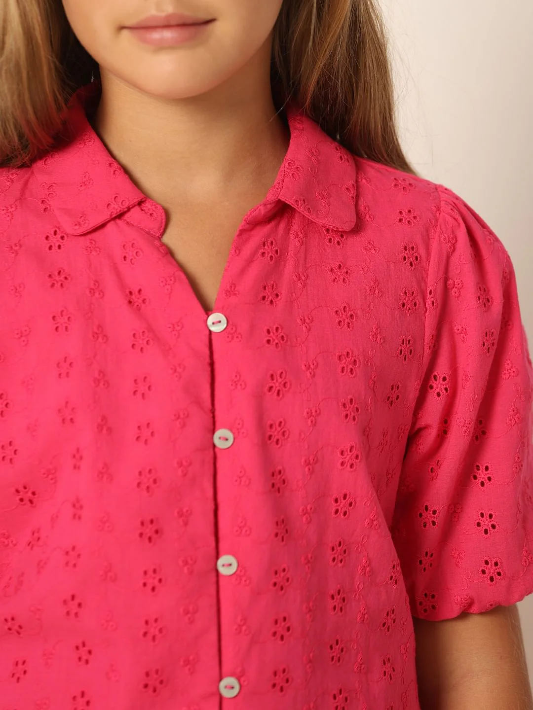 Pink Schiffli Co-Ord Set Shirt - Image 4