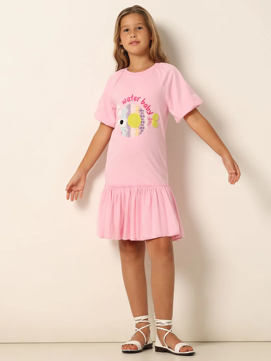 Pink Graphic Print Fit & Flare Dress - Image 5