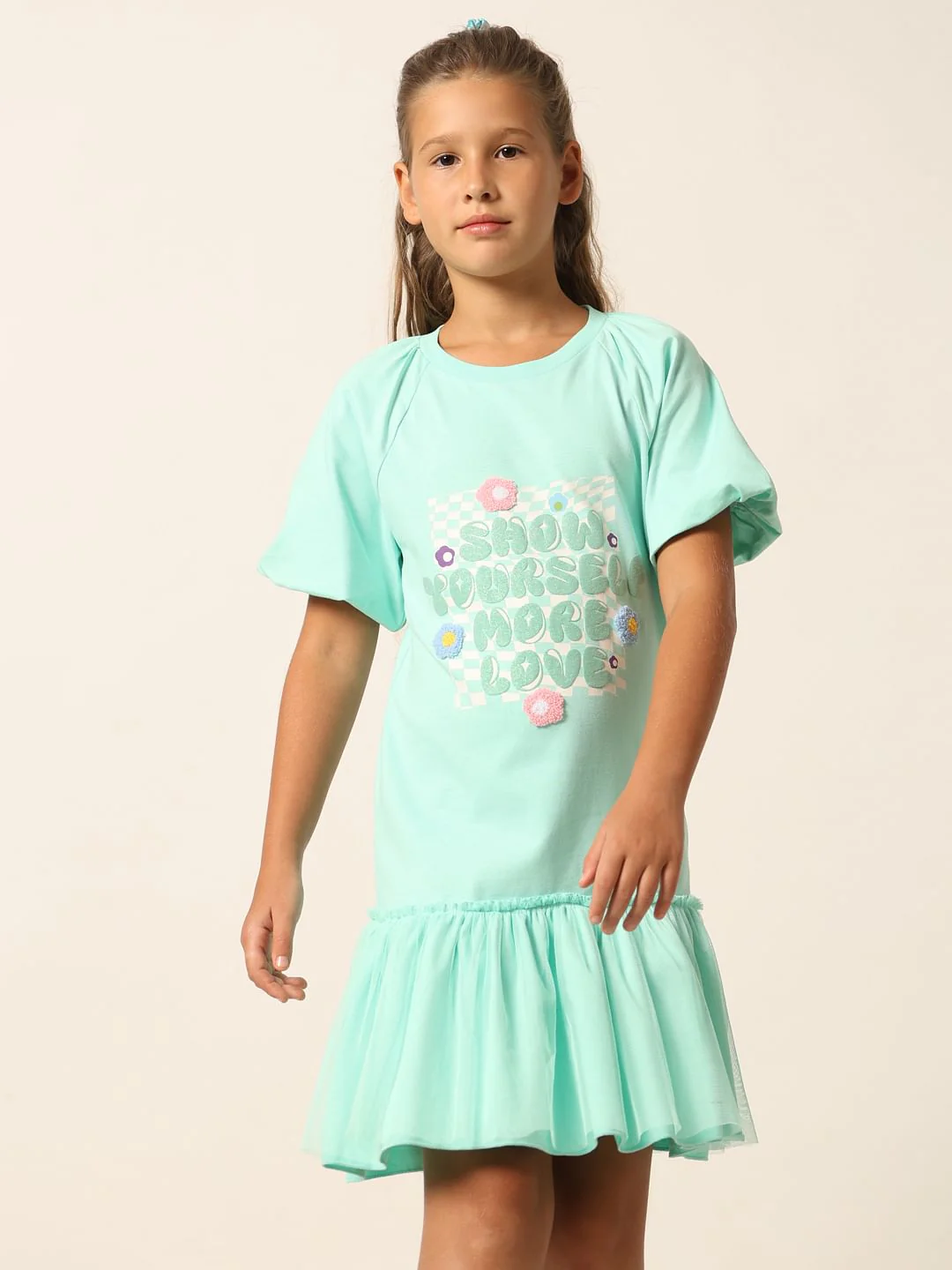 Green Graphic Print Fit & Flare Dress - Image 2