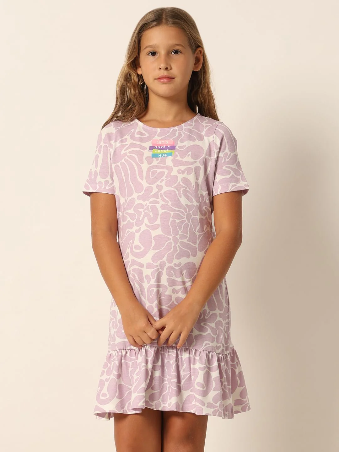 Purple Printed Shift Dress - Image 2