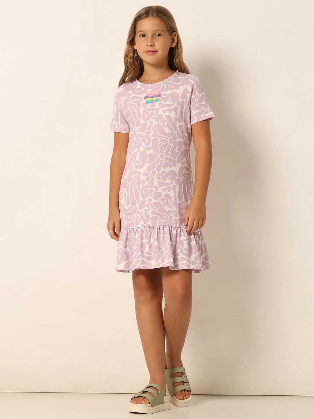 Purple Printed Shift Dress - Image 5