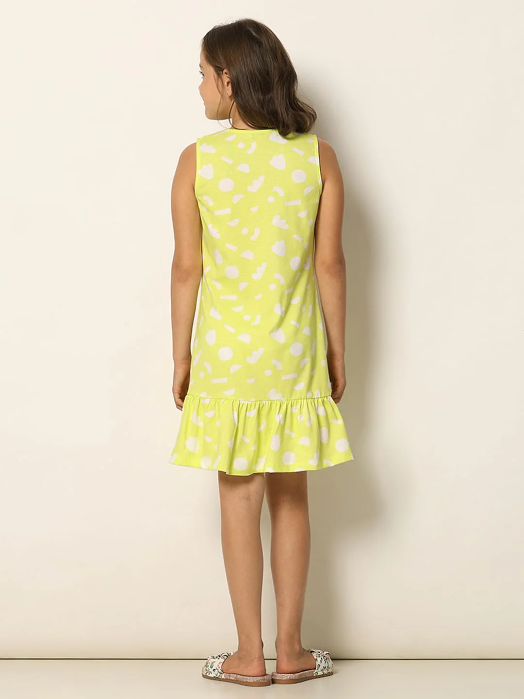 Green Printed Sleeveless Dress - Image 3