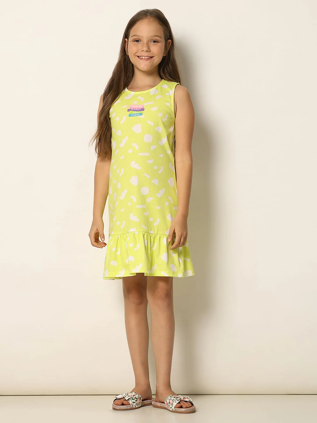 Green Printed Sleeveless Dress - Image 5