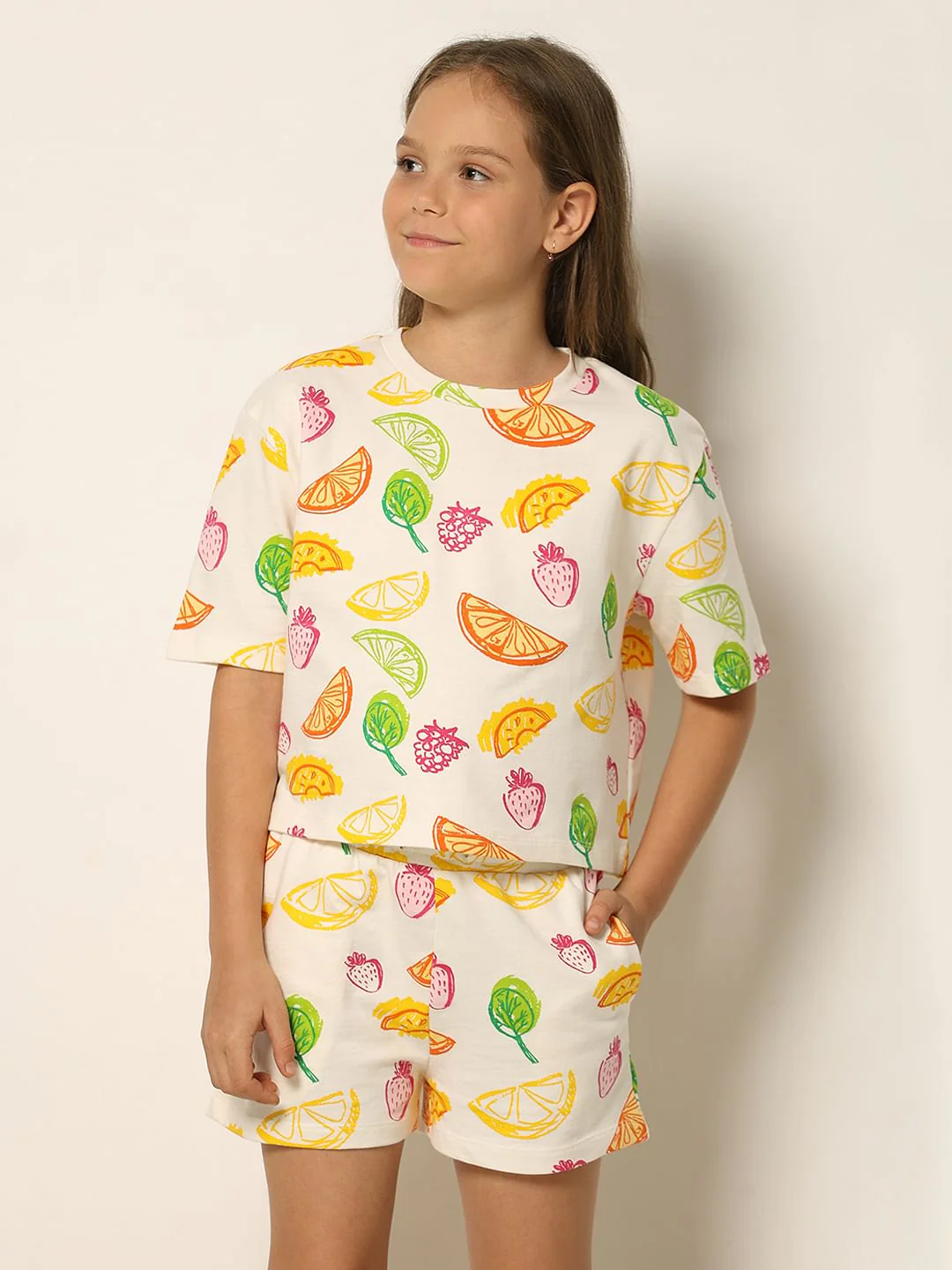 White Printed Co--Ord Set T-Shirt - Image 2