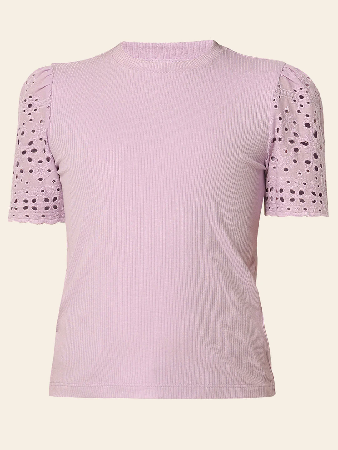 Purple Ribbed Schiffli T-Shirt - Image 6