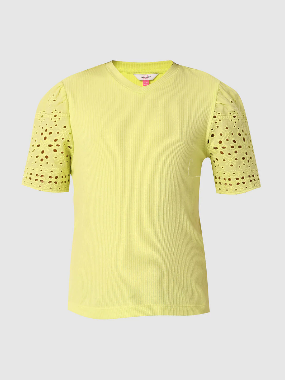 Lime Schiffli Sleeves T-Shirt - Image 6