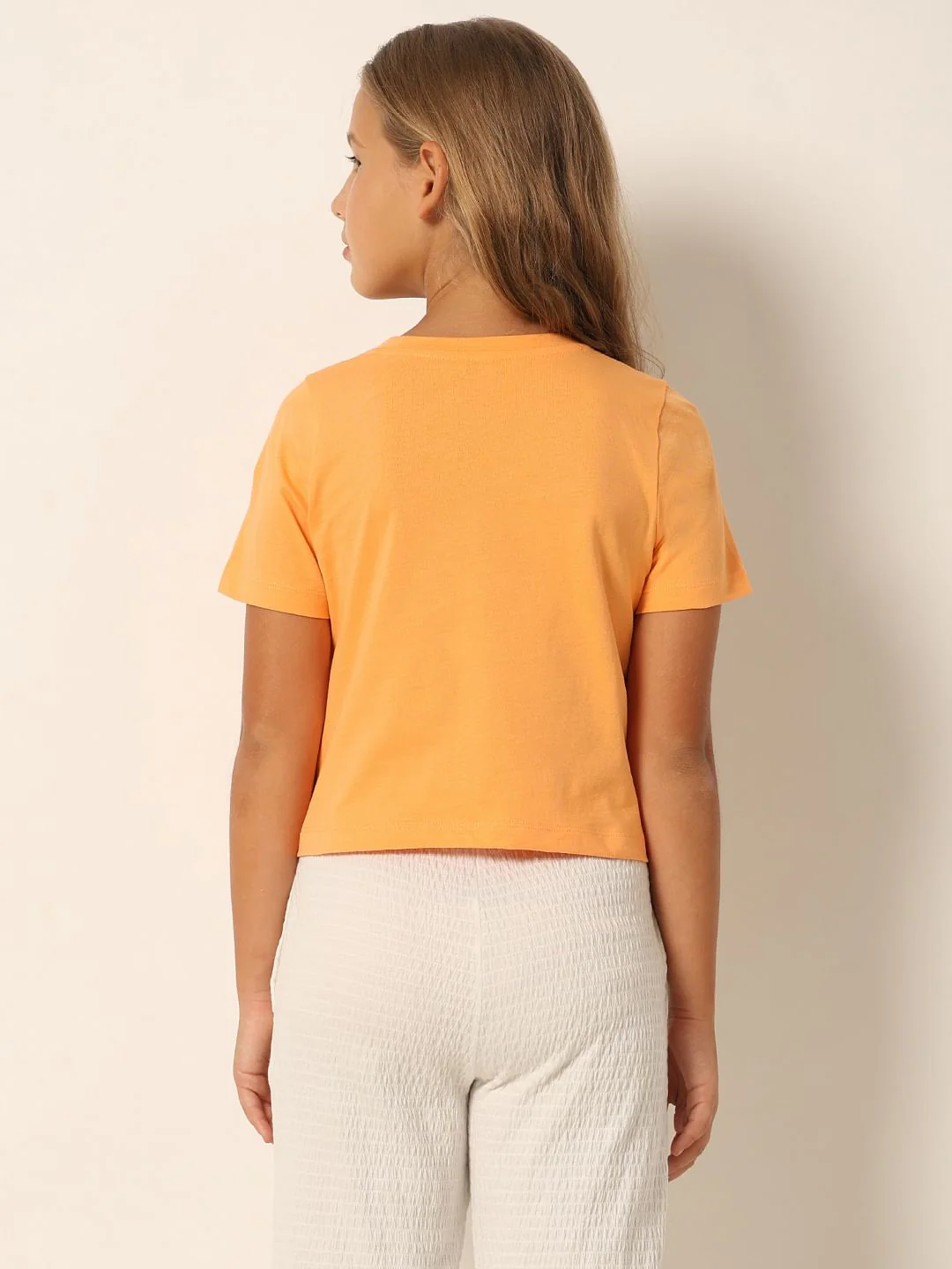 Orange Logo Print Cropped T-Shirt - Image 3