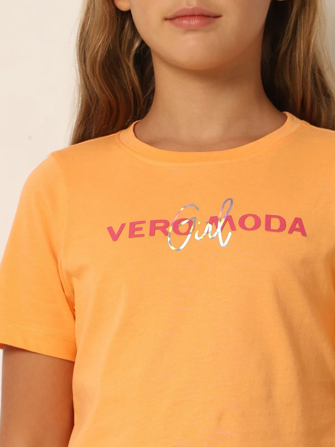 Orange Logo Print Cropped T-Shirt - Image 4