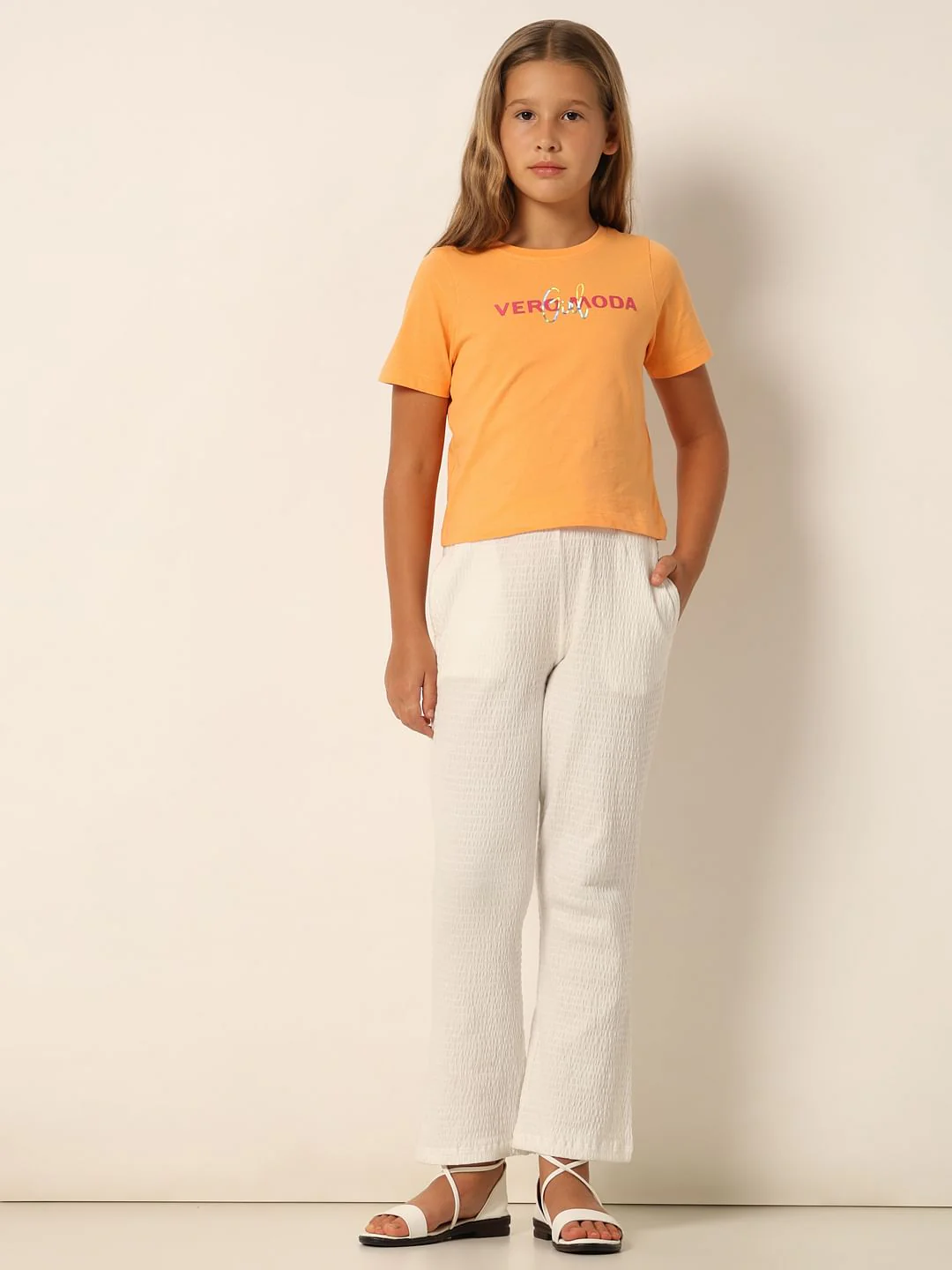 Orange Logo Print Cropped T-Shirt - Image 5