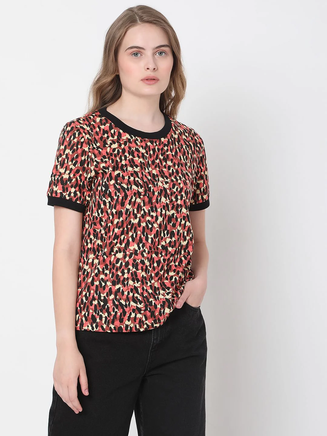 Red Abstract Print Top - Image 2
