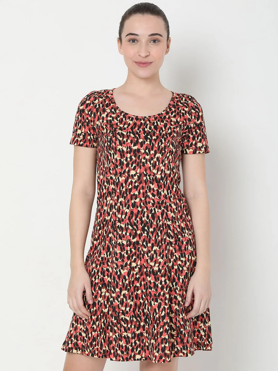 Red All Over Print Skater Dress - Image 2