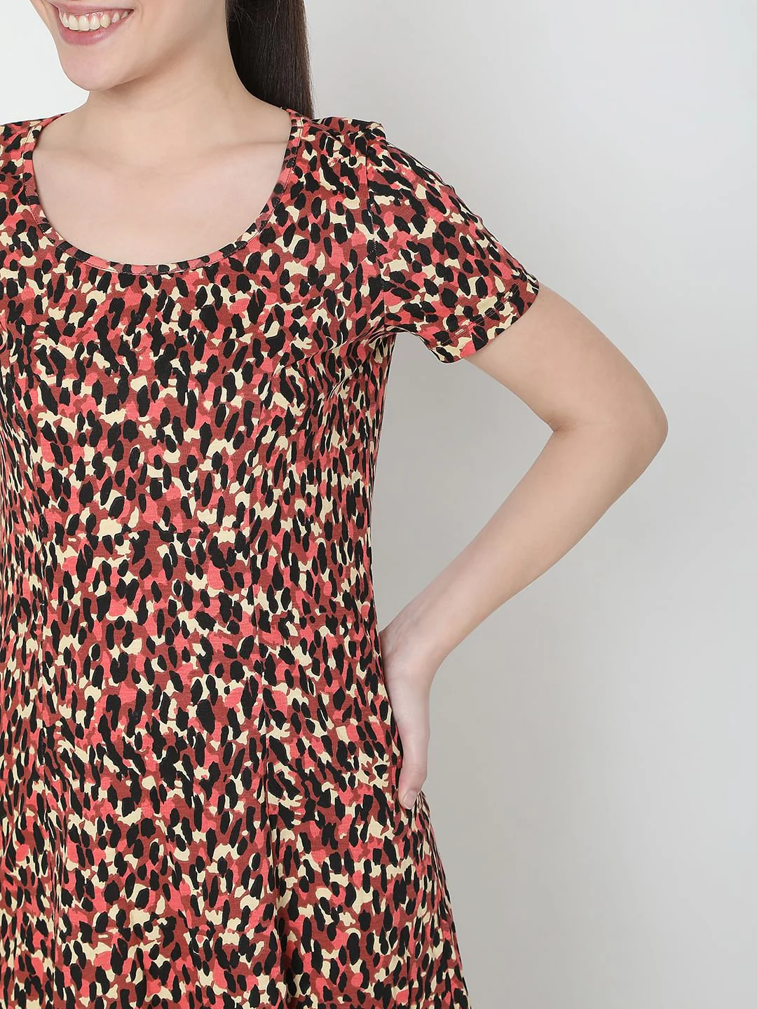 Red All Over Print Skater Dress - Image 6