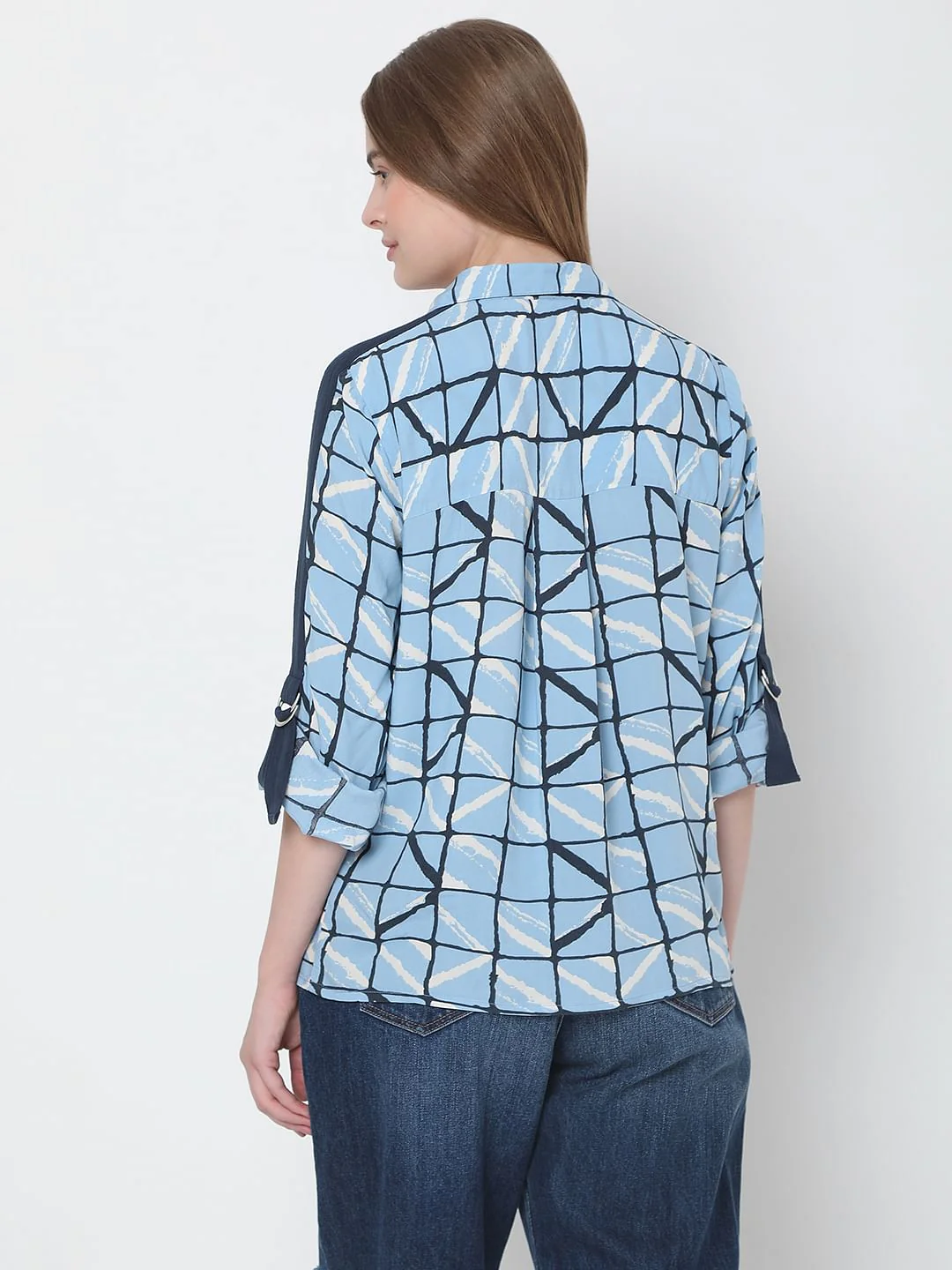 Blue Grid Print Shirt - Image 4