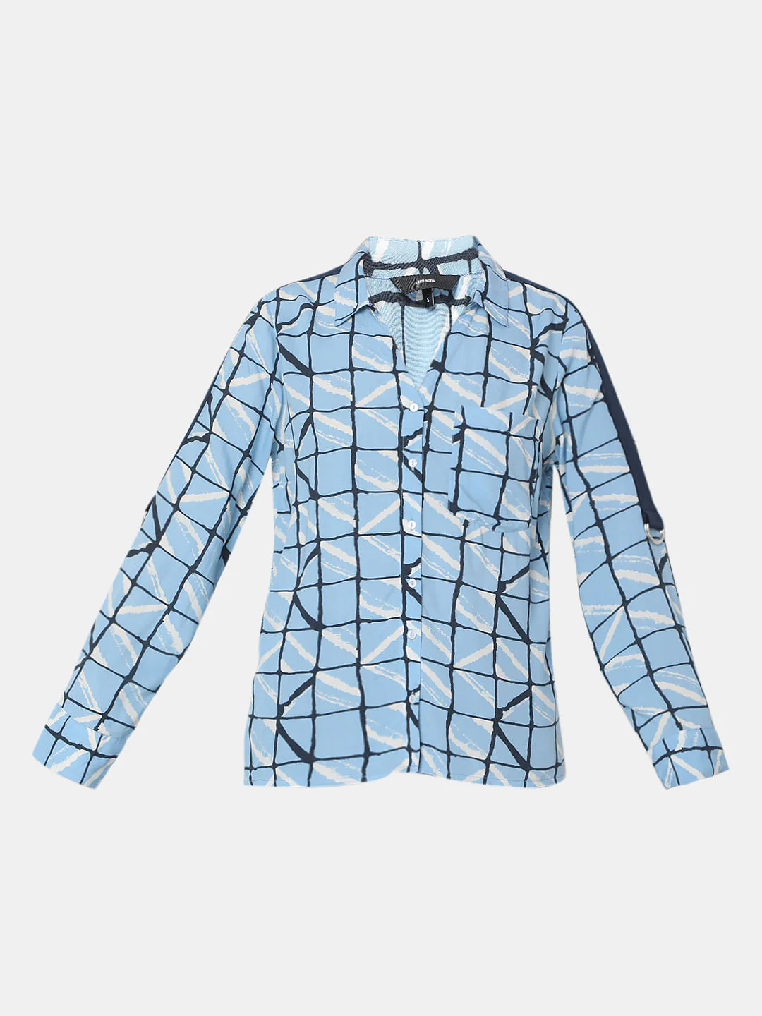 Blue Grid Print Shirt - Image 7