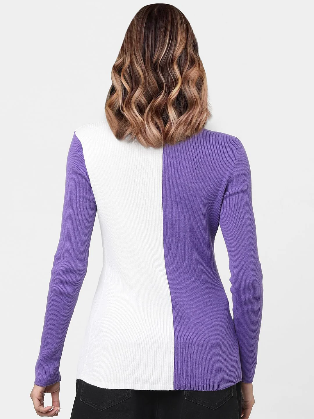 Purple Colourblocked Sweater - Image 3