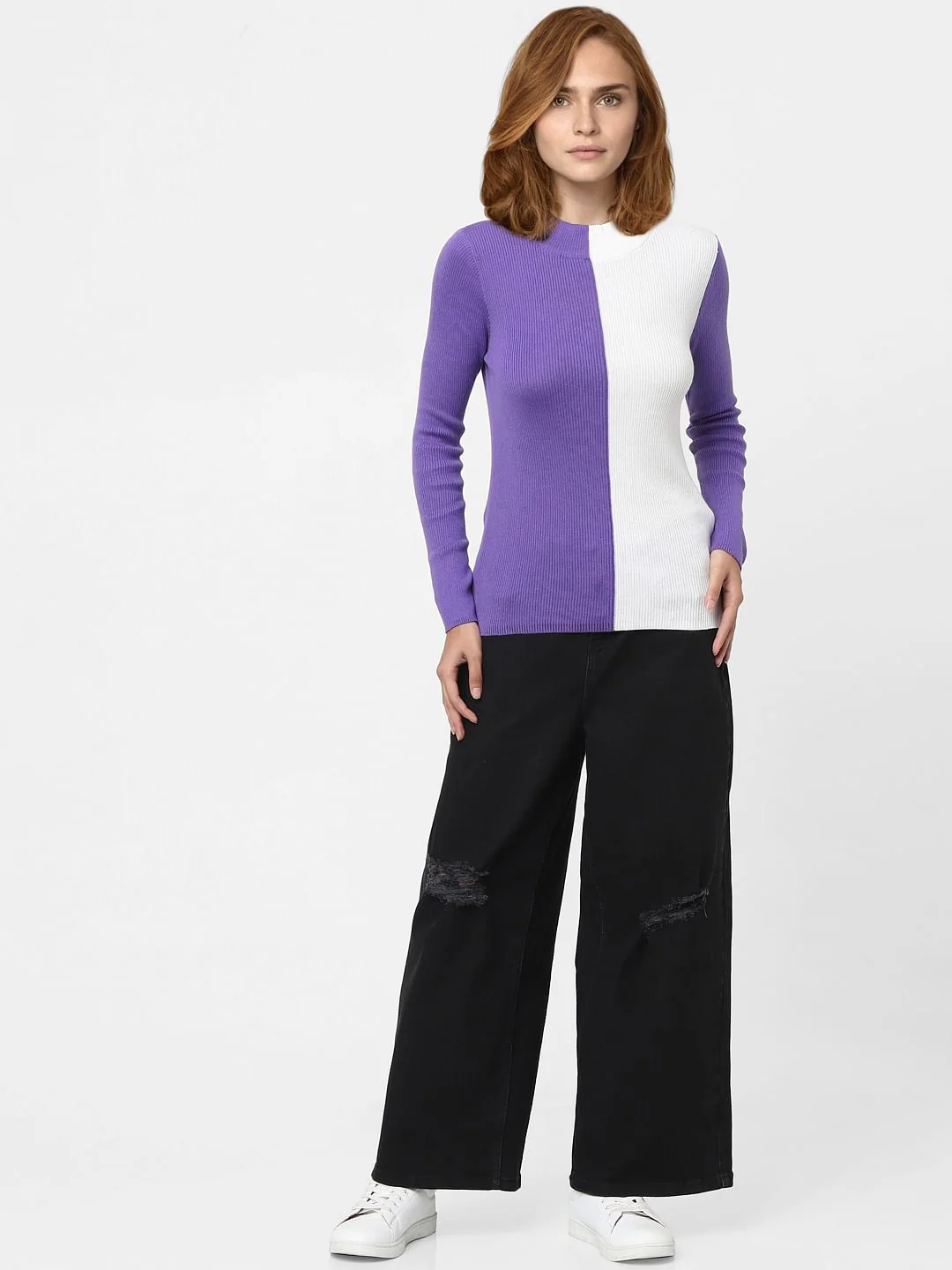 Purple Colourblocked Sweater - Image 4