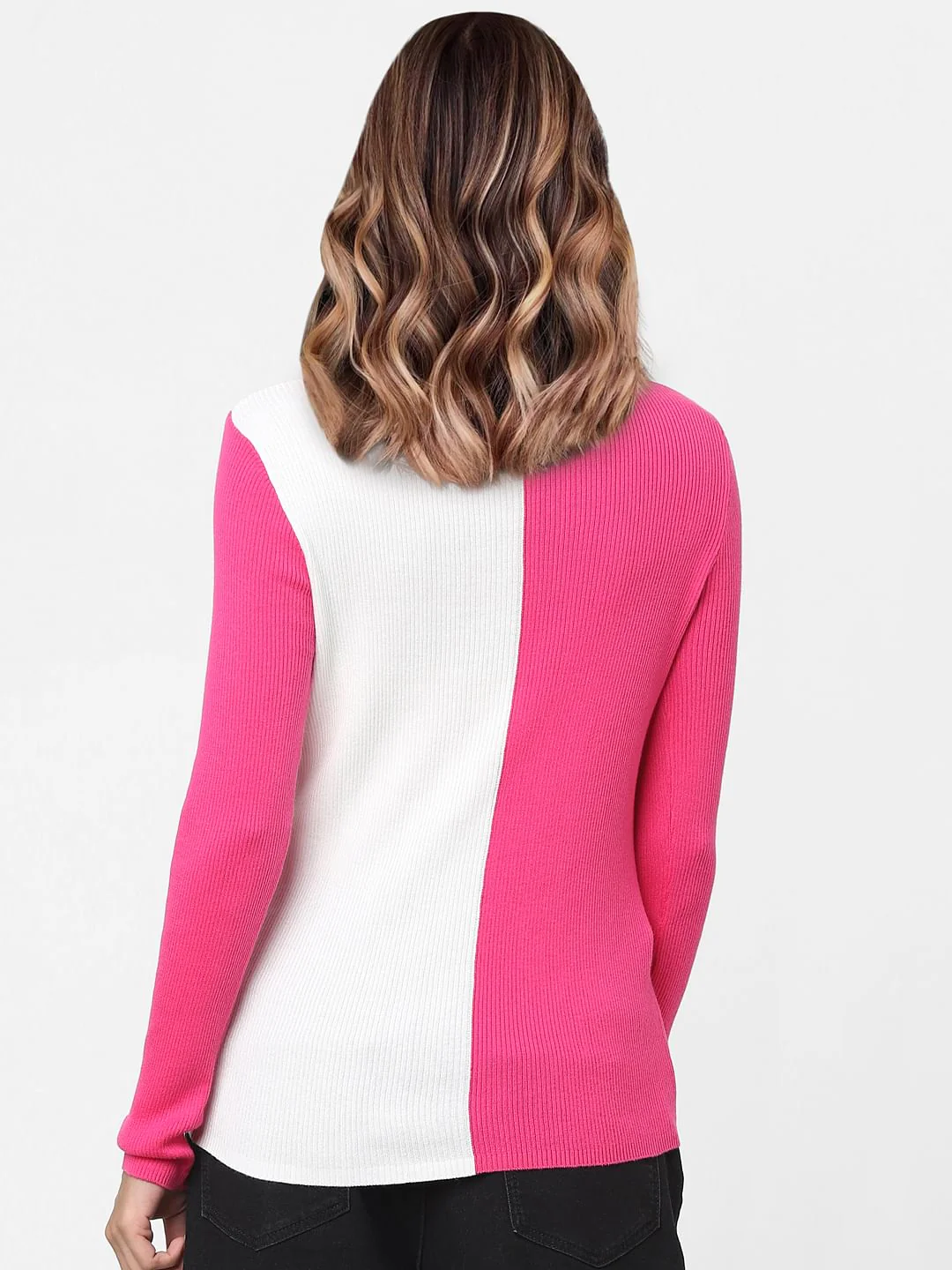 Fuchsia Colourblocked Sweater - Image 3
