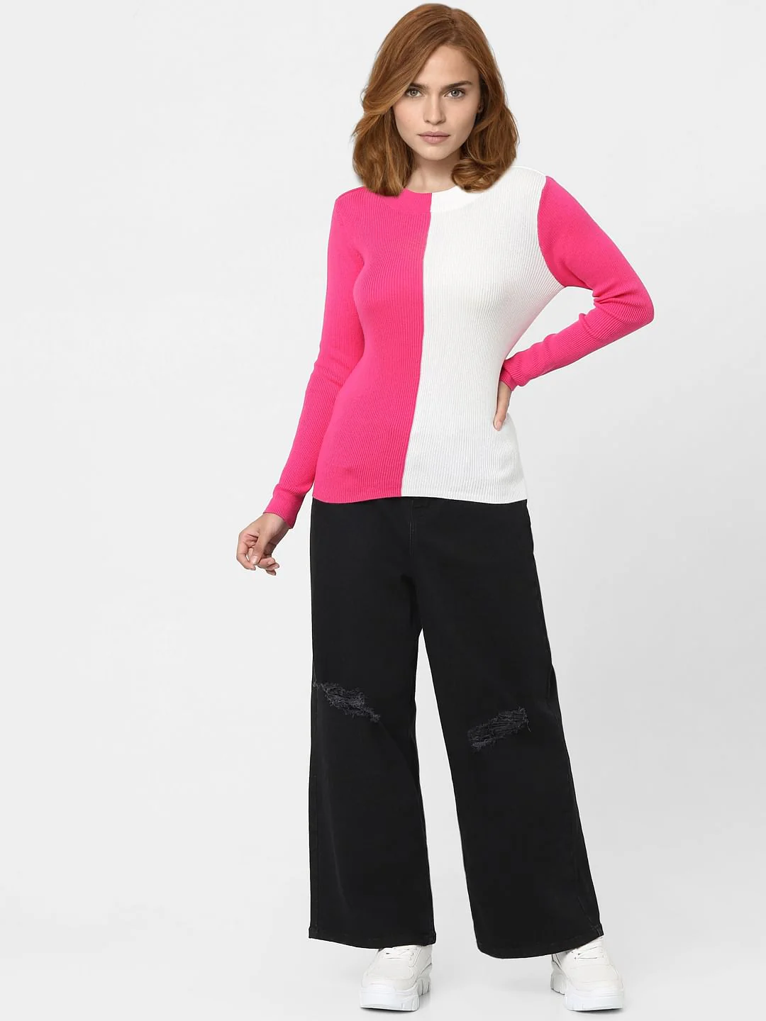 Fuchsia Colourblocked Sweater - Image 4