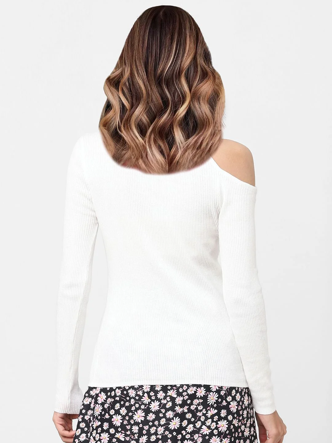 White Cut-Out One-Shoulder Sweater - Image 3