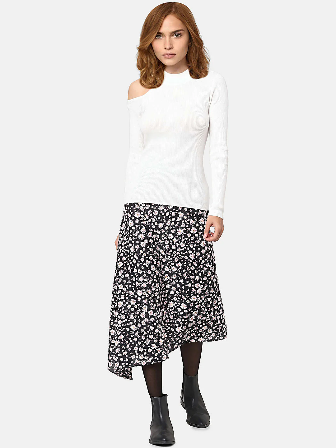 White Cut-Out One-Shoulder Sweater - Image 4