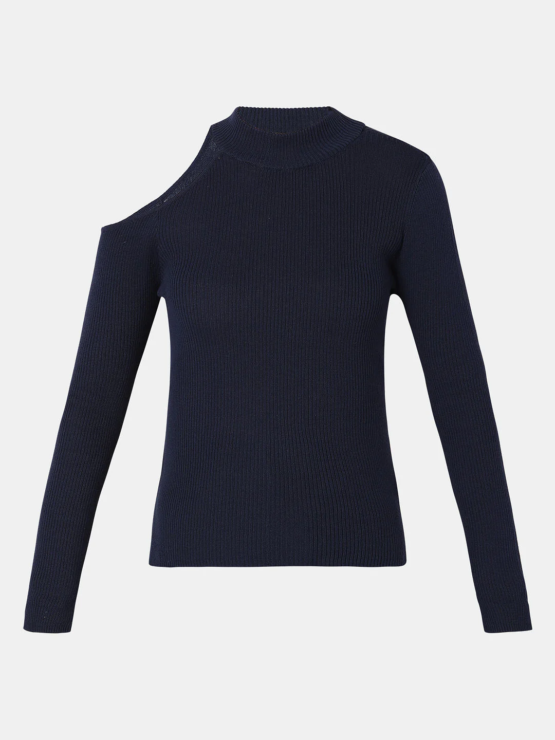 Navy Blue Cut-Shoulder Sweater - Image 7