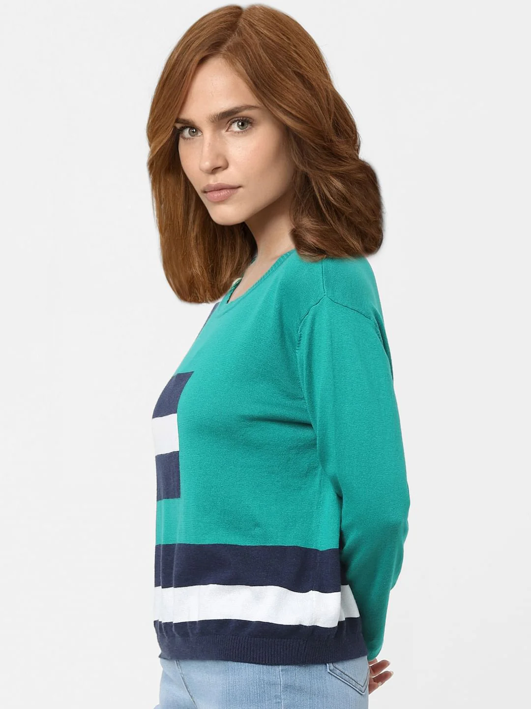 Green Colourblocked Sweater - Image 2