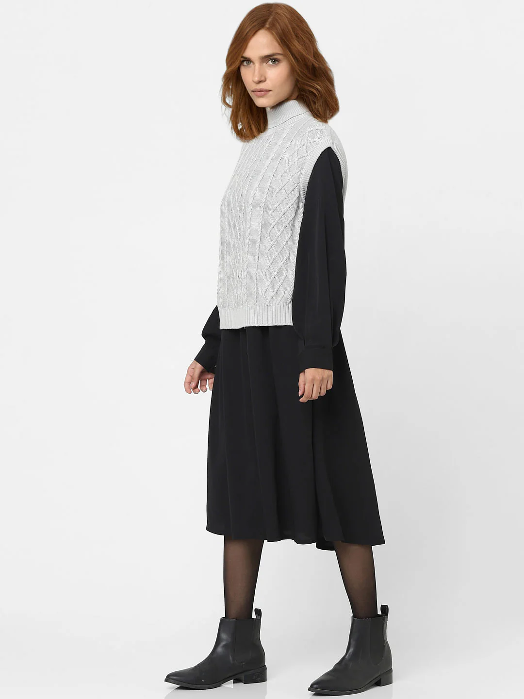 Grey Cable Knit Vest - Image 2