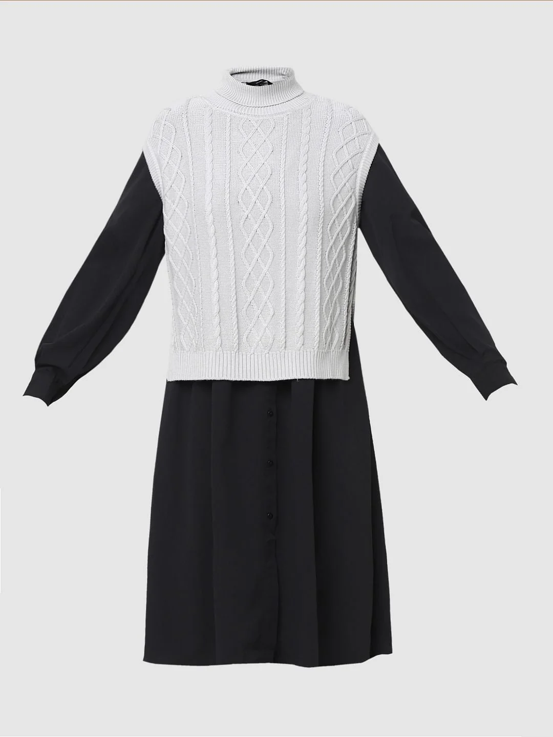 Grey Cable Knit Vest - Image 5