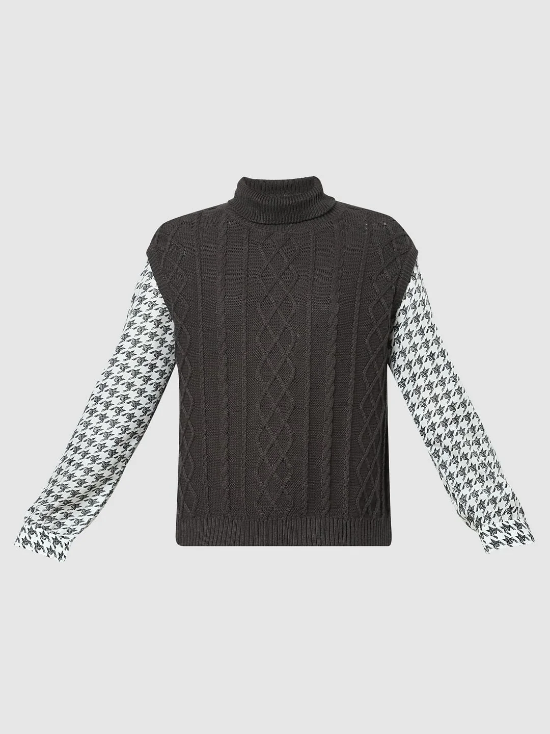 Dark Grey Cable Knit Vest - Image 6