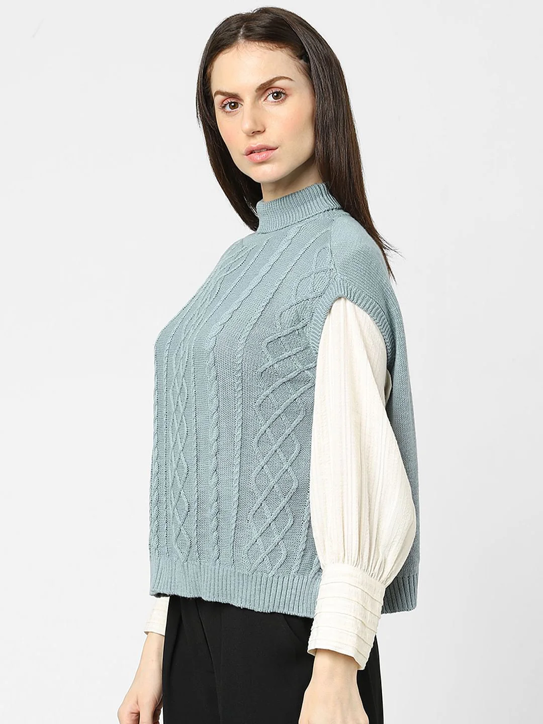 Blue Cable Knit Vest - Image 2