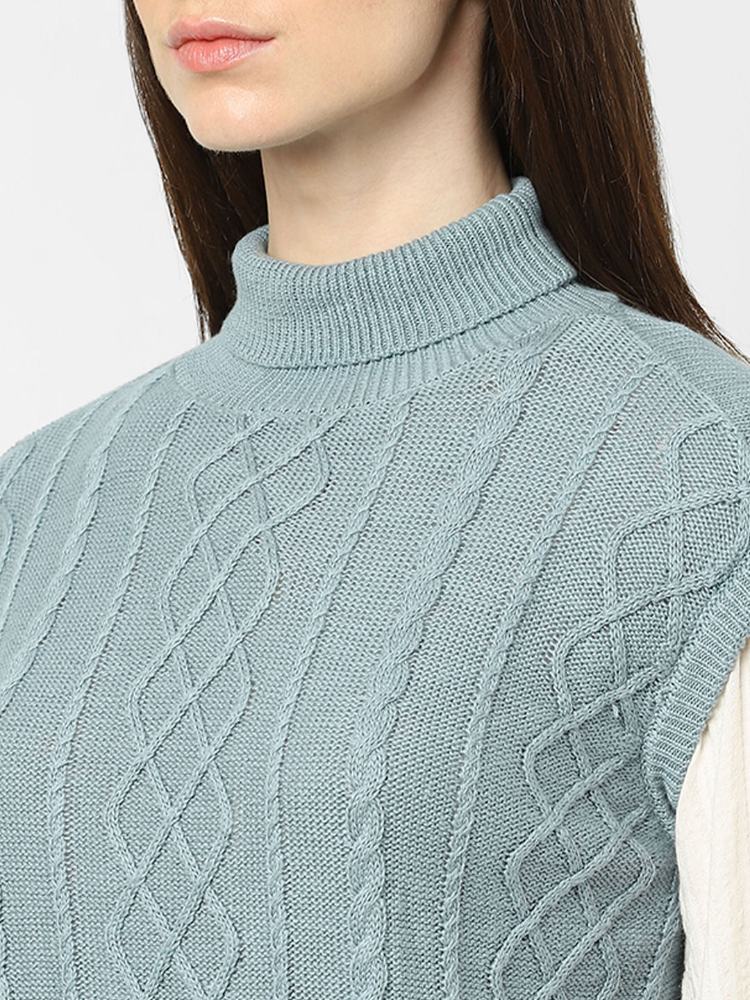 Blue Cable Knit Vest - Image 5