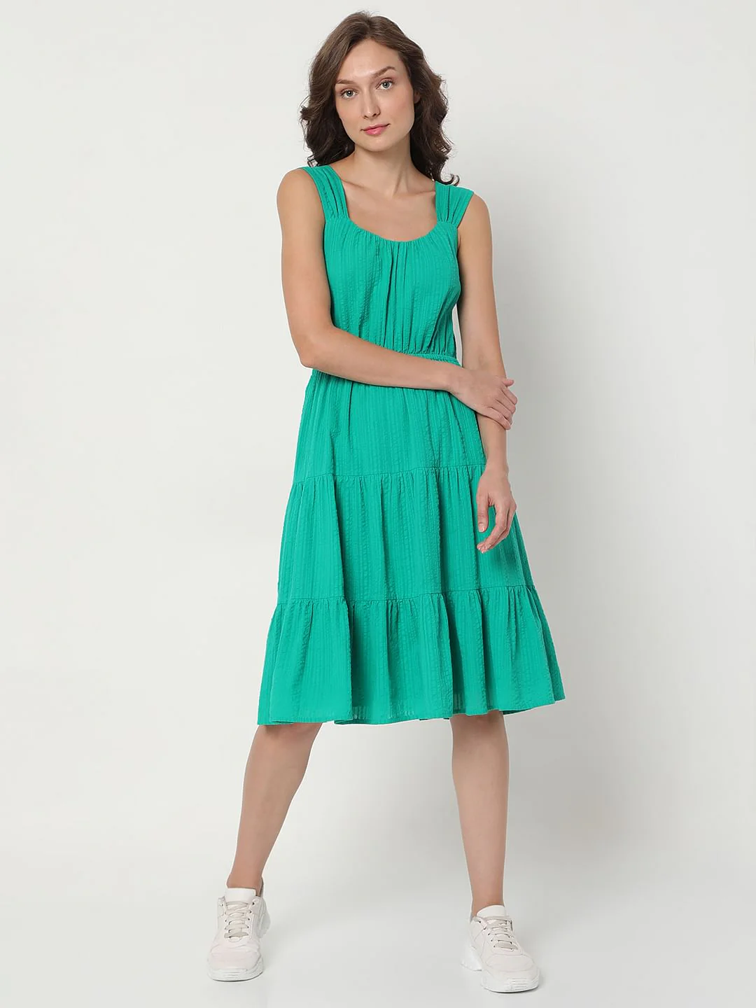 Green Tiered Midi Dress - Image 2