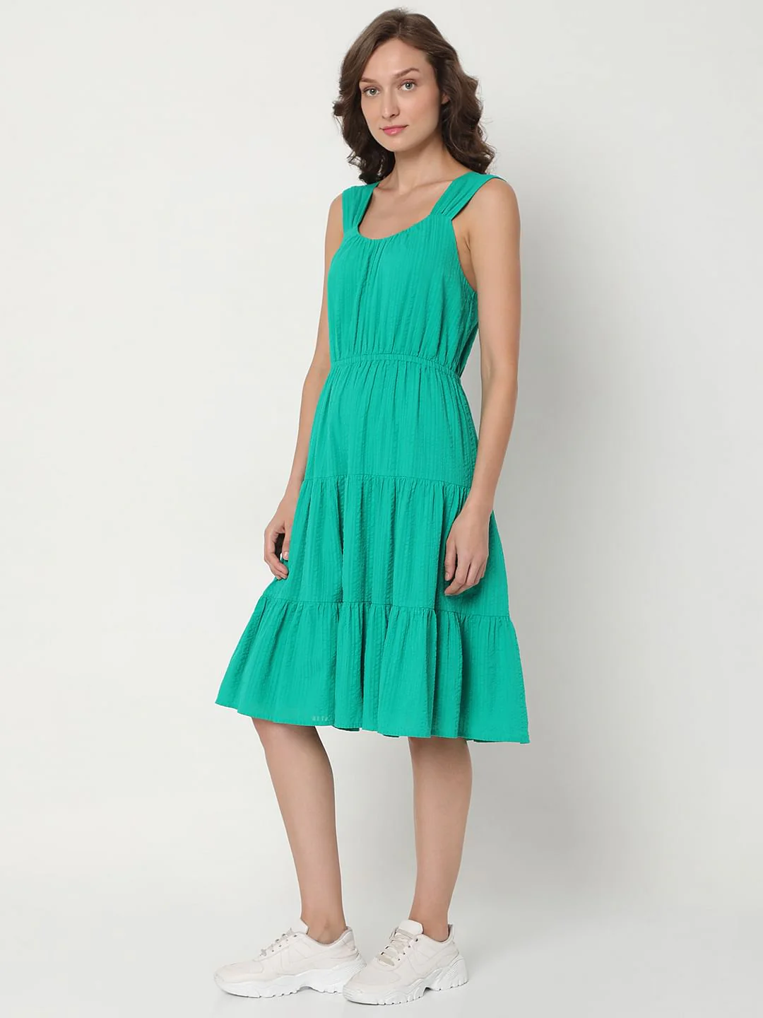 Green Tiered Midi Dress - Image 3