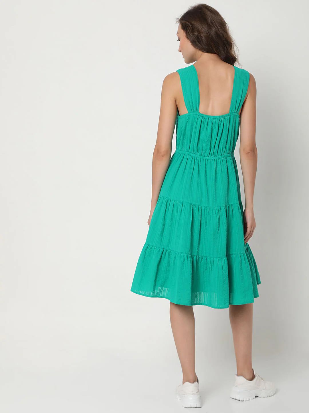 Green Tiered Midi Dress - Image 4
