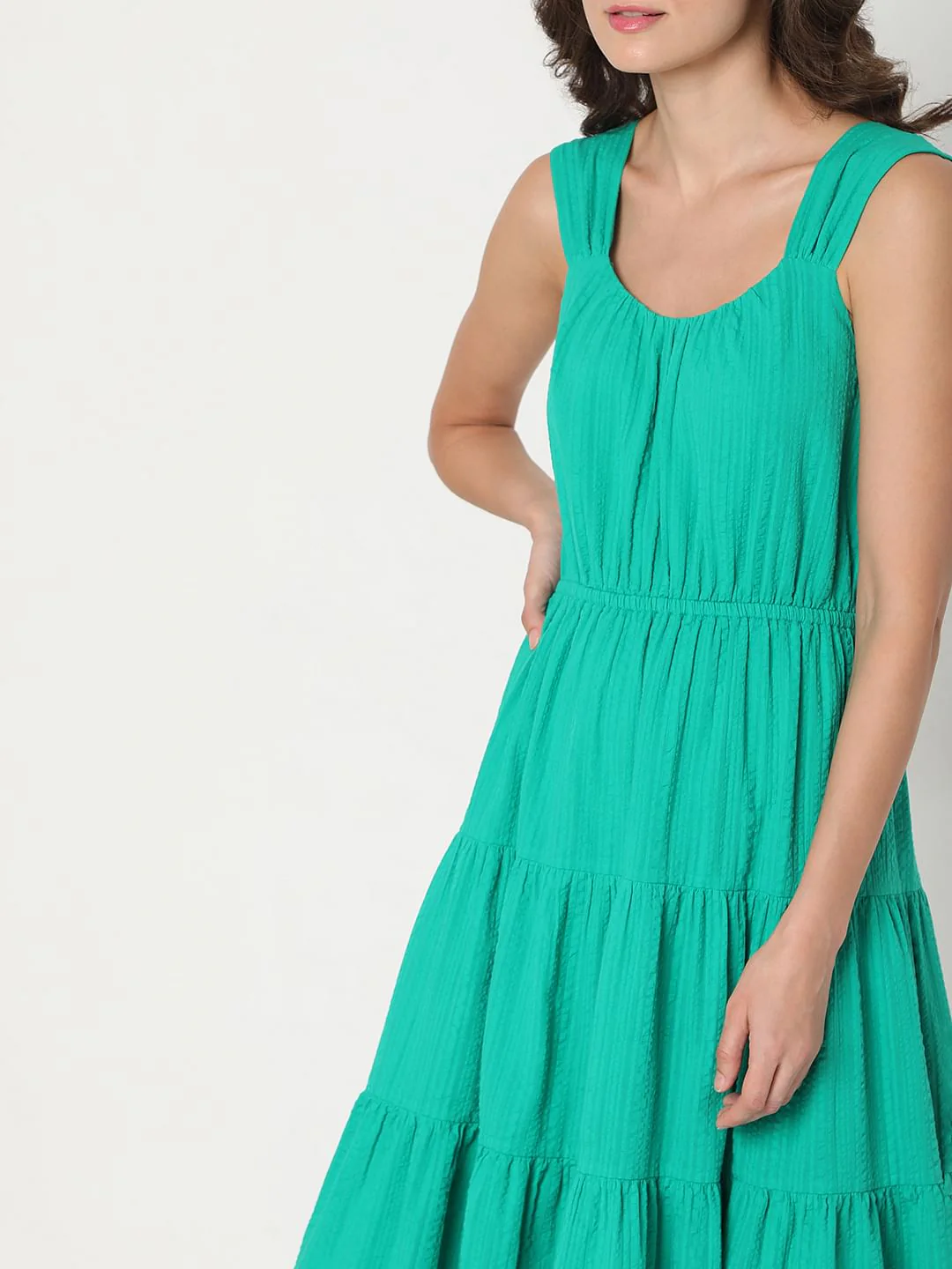 Green Tiered Midi Dress - Image 5