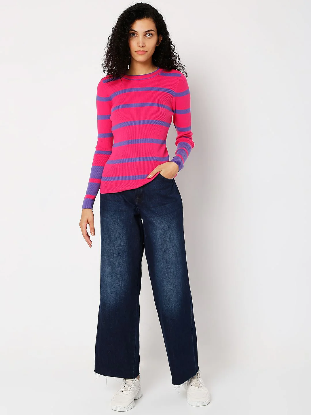 Purple Striped Fitted Sweater - Image 4