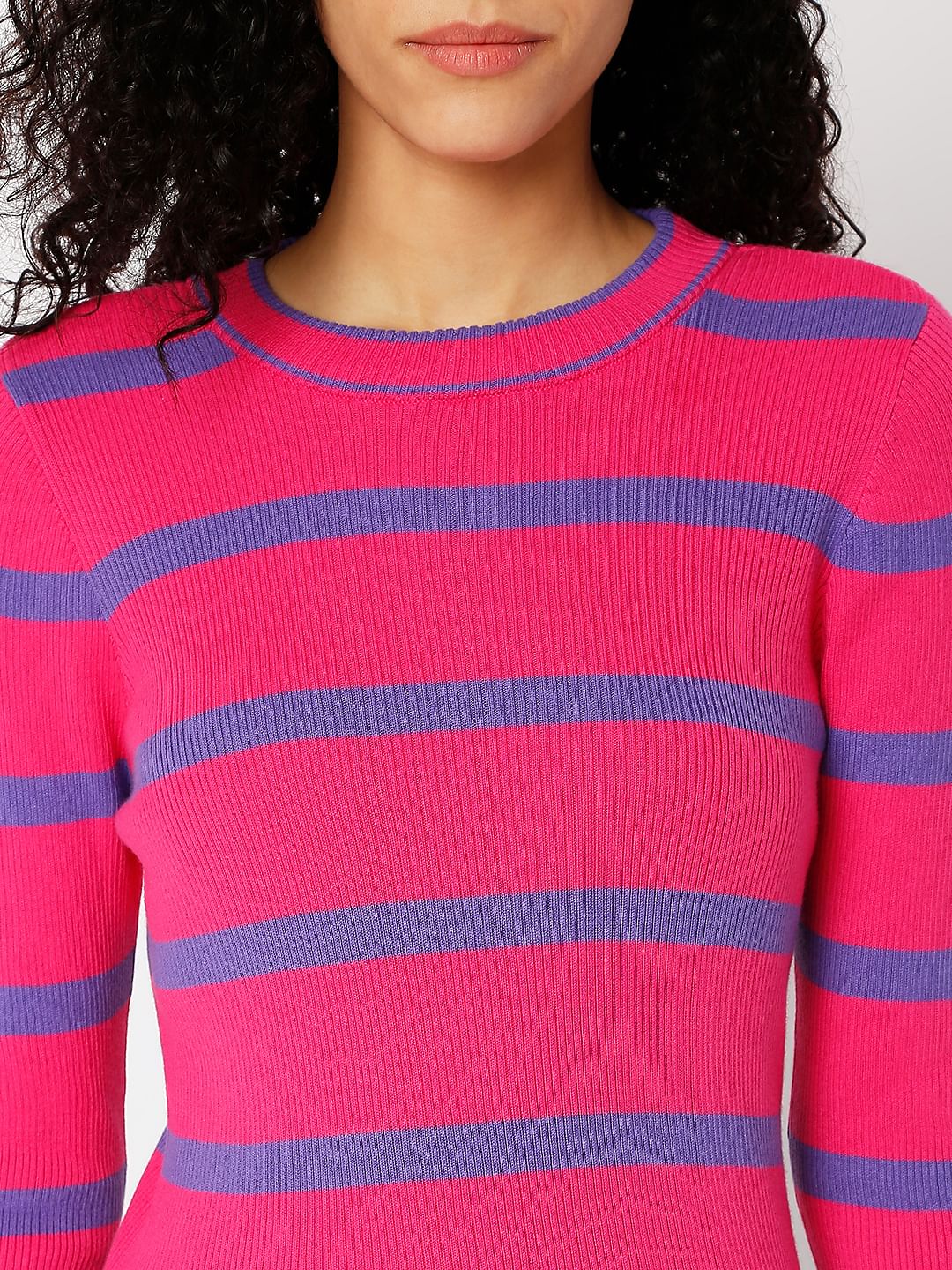 Purple Striped Fitted Sweater - Image 5