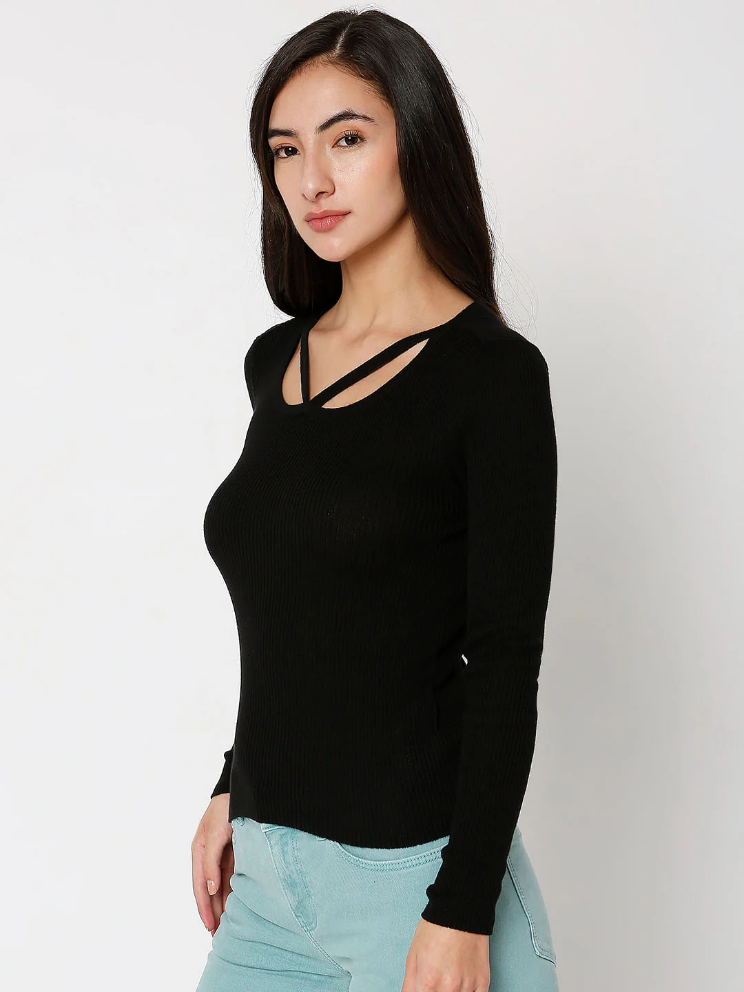 Black Ribbed Sweater - Image 2