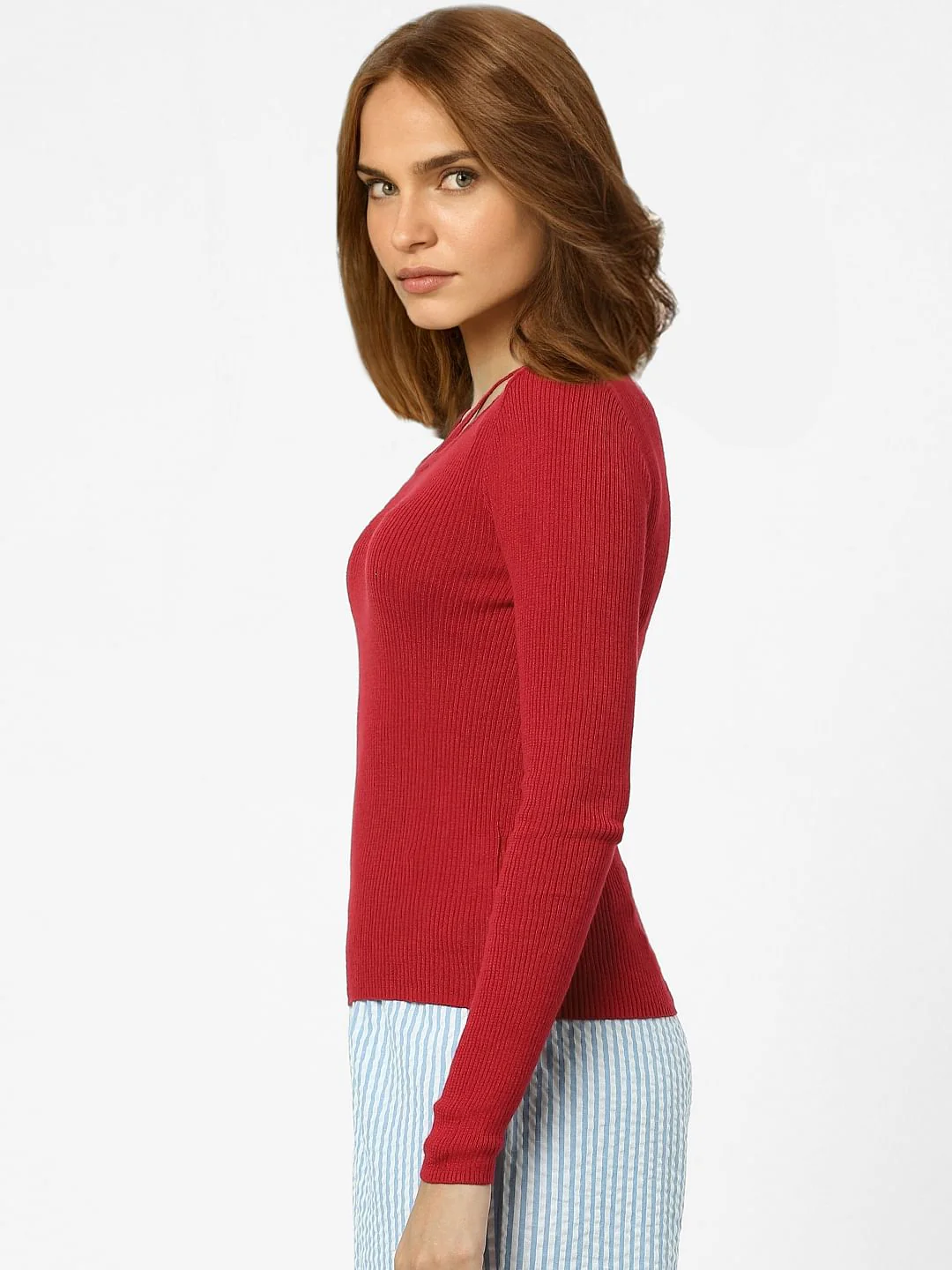 Red Ribbed Sweater - Image 2