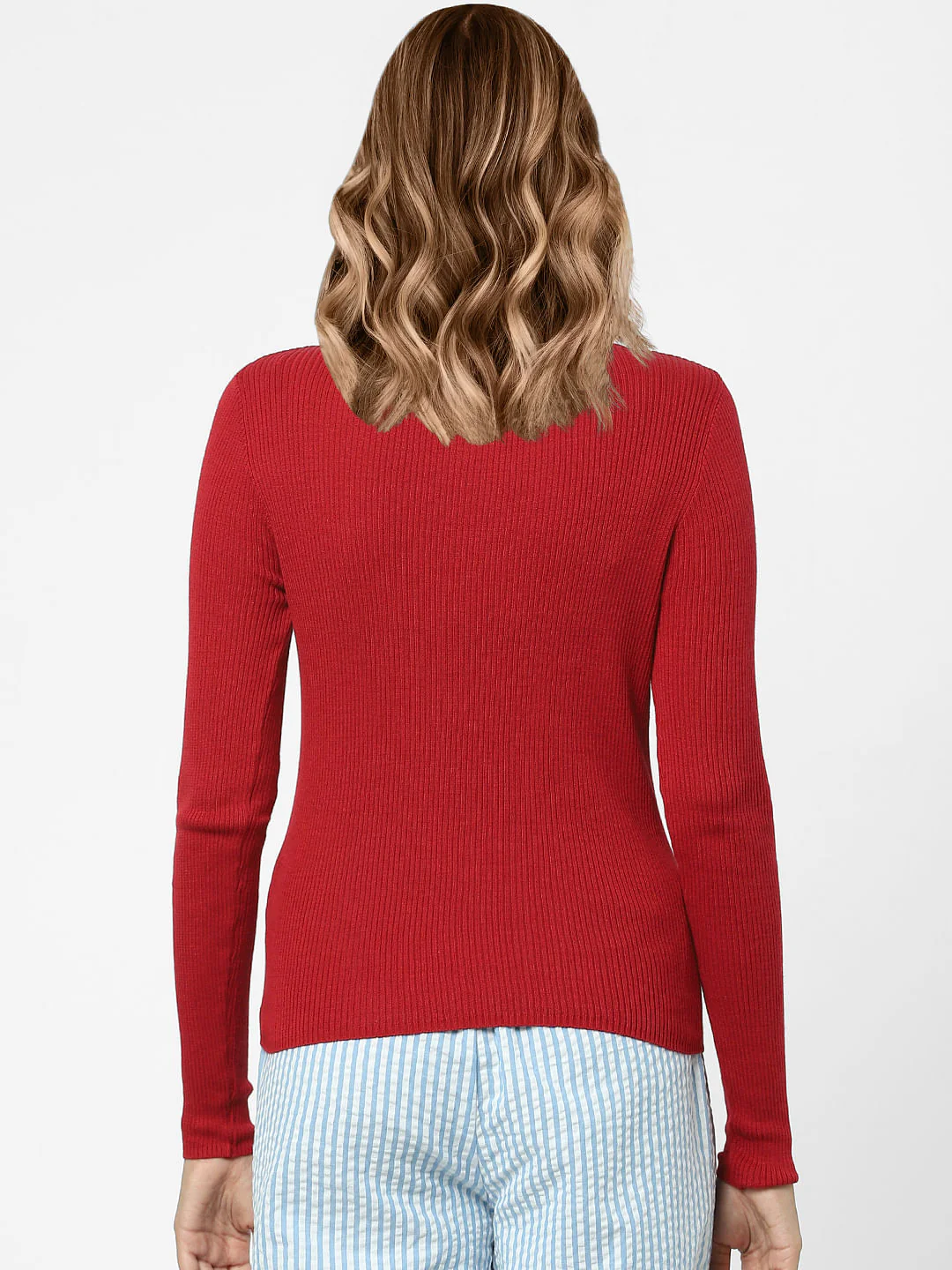 Red Ribbed Sweater - Image 3