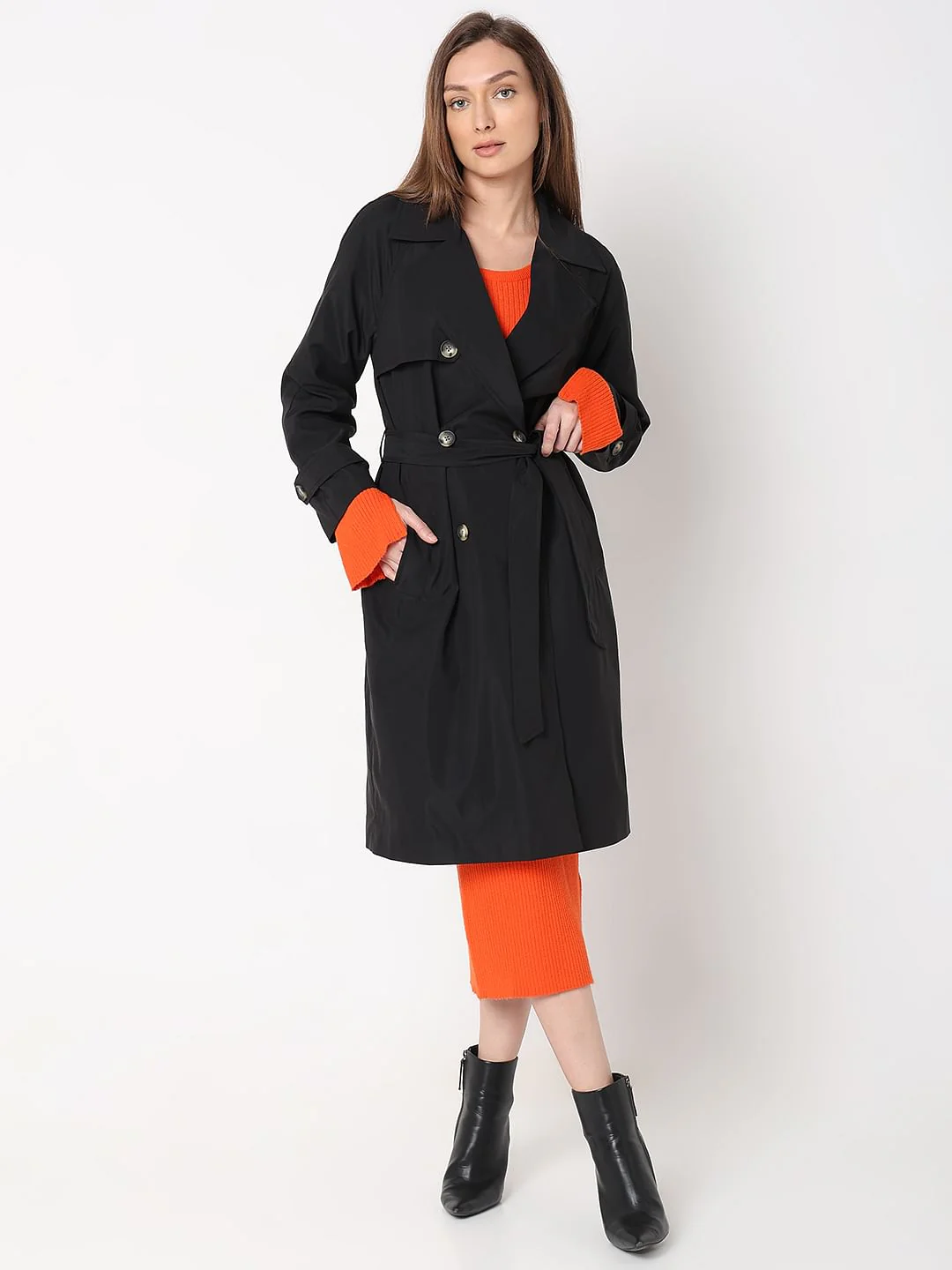 Black Long Trench Coat - Image 2
