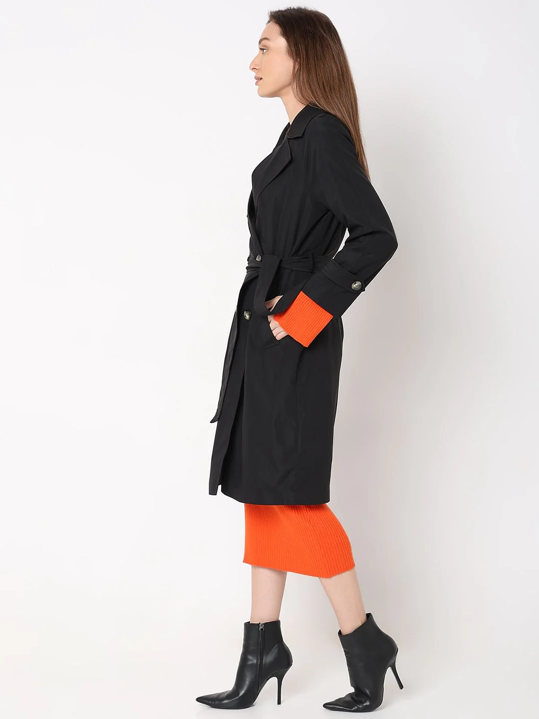Black Long Trench Coat - Image 3