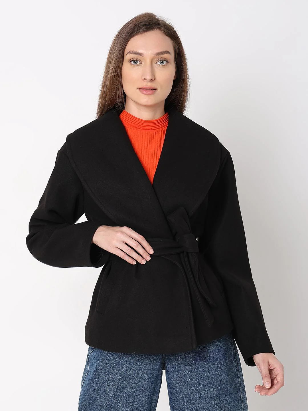 Black Shawl Collar Short Jacket - Image 2