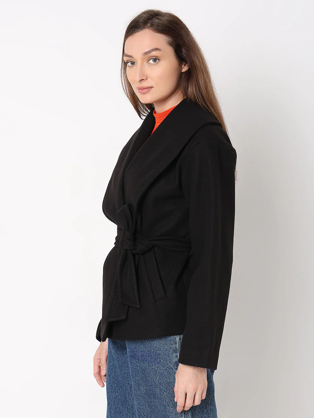 Black Shawl Collar Short Jacket - Image 3